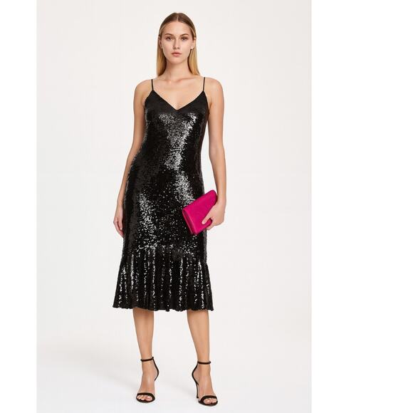 Sachin & Babi Evren Sequin Midi Dress 4 Black NWT - Picture 1 of 9